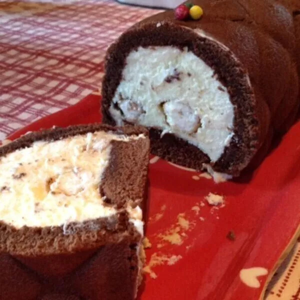 Bûche chocolat noir et mousse chocolat blanc