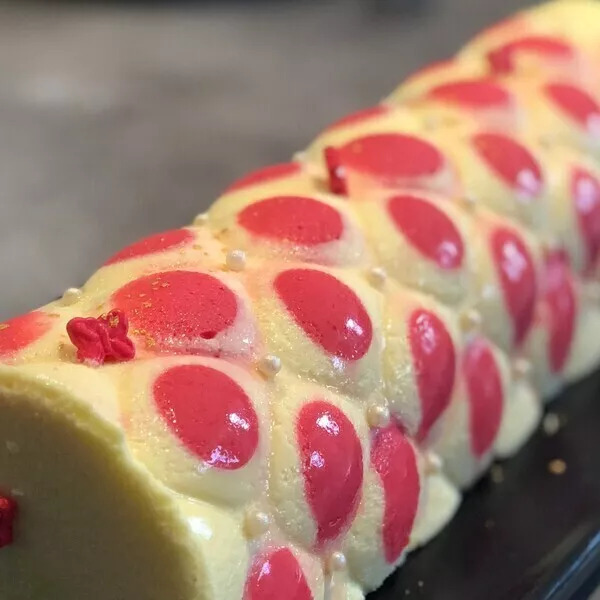 Bûche léopard citron/framboise! 
