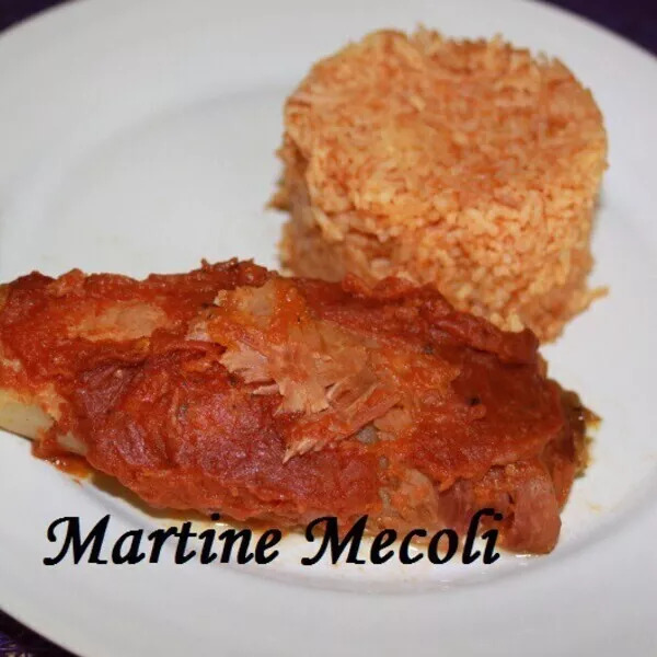 Endives au jambon au coulis de tomates accompagnées de riz basmati