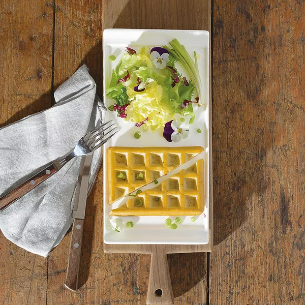 Gaufres au vert d’oignons frais et roquefort