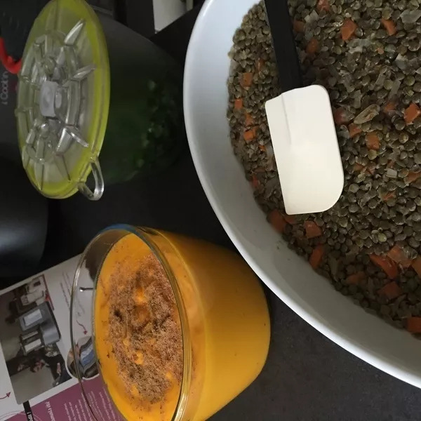 Hachis parmentier de potimarron et lentilles vertes