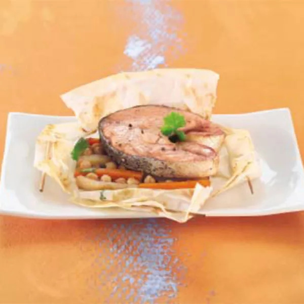 Papillote de darne de saumon aux épices